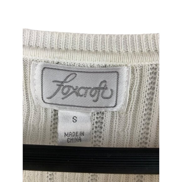 Foxcroft Womens White Cable Knit Cardigan Sweater S - Picture 3 of 5